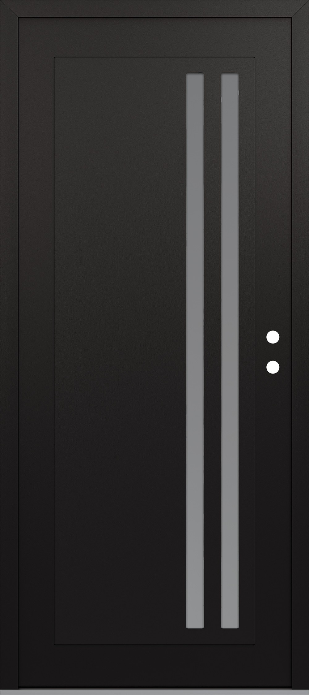Modern Steel Front Door Diamond C6 36" x 80" black/white frosted Glass Panel black LHI