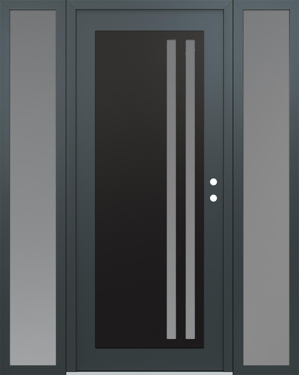 Modern Steel Front Door Diamond C6 68" x 80" anthracite/anthracite frosted Glass Panel black LHI with 2 Sidelites frosted Glass