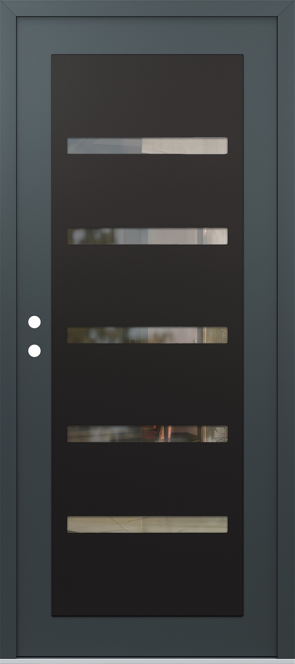 Modern Steel Front Door Diamond C7 36" x 80" anthracite/anthracite clear Glass Panel black RHI