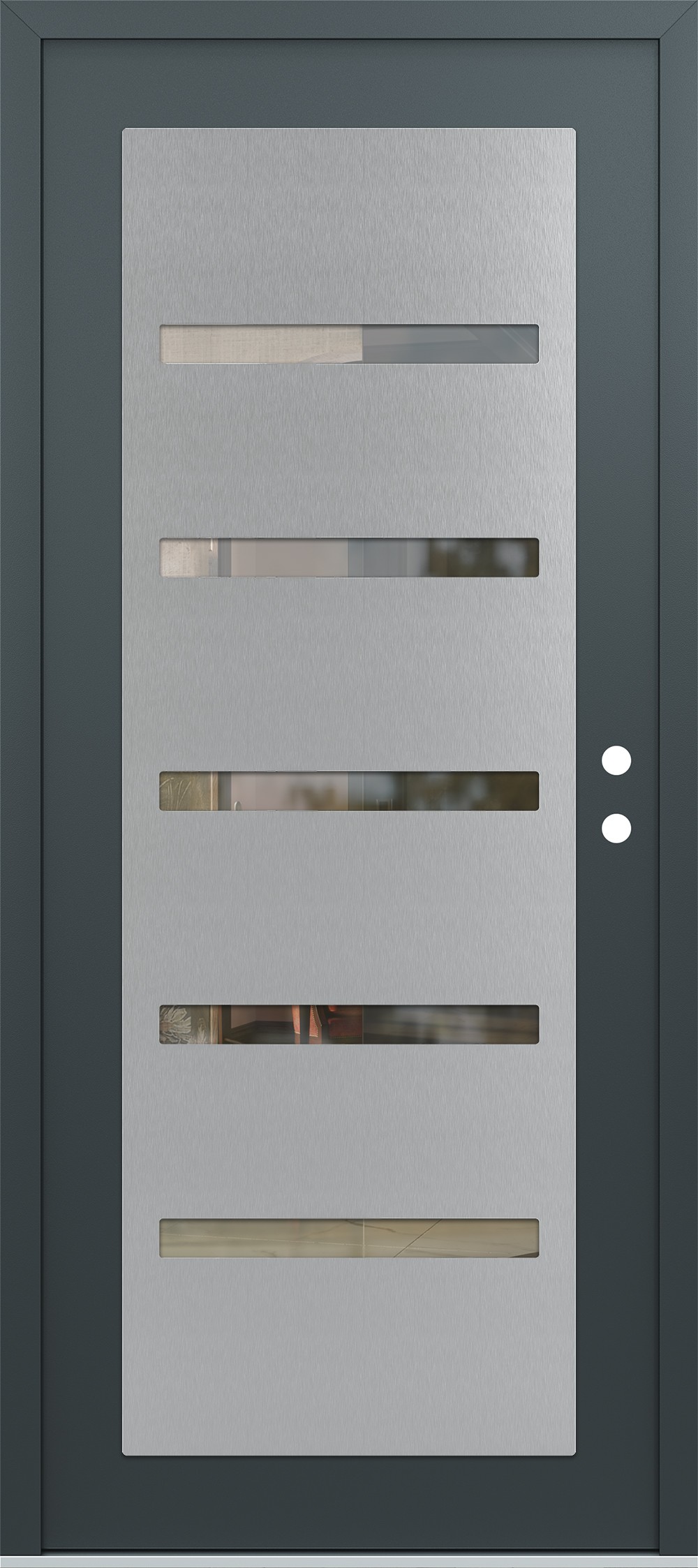 Modern Steel Front Door Diamond C7 36" x 80" anthracite/anthracite clear Glass Panel stainless steel LHI