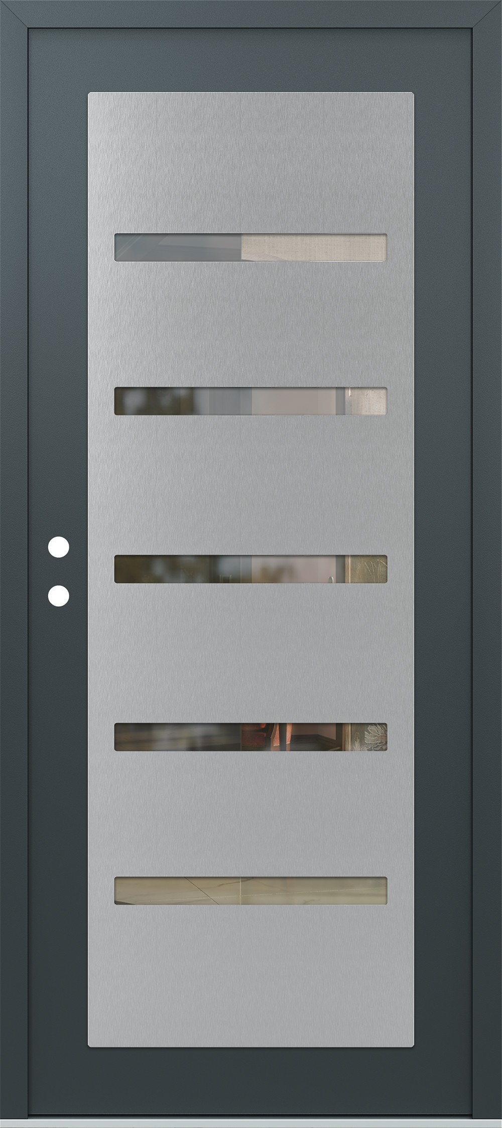 Modern Steel Front Door Diamond C7 36" x 80" anthracite/anthracite clear Glass Panel stainless steel RHI