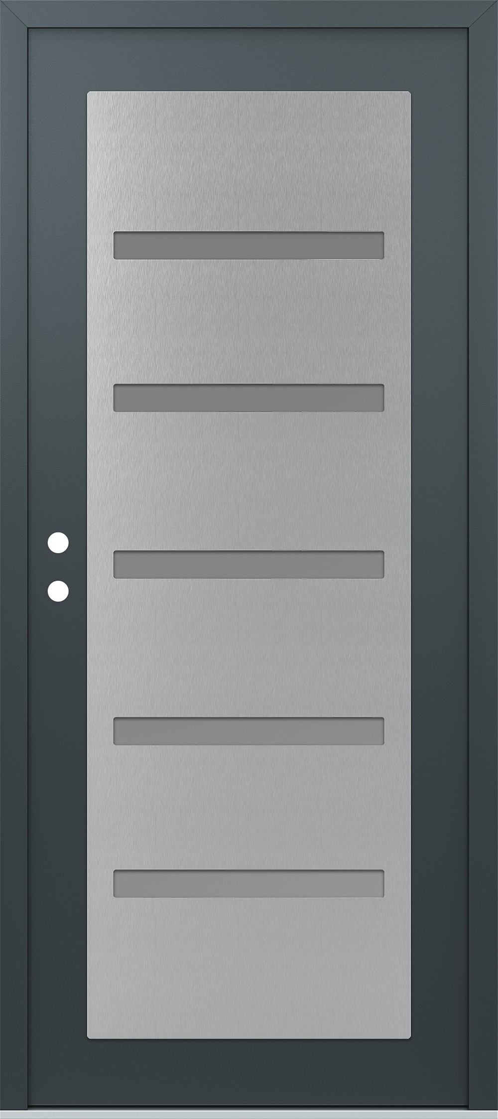 Modern Steel Front Door Diamond C7 36" x 80" anthracite/anthracite frosted Glass Panel stainless steel RHI