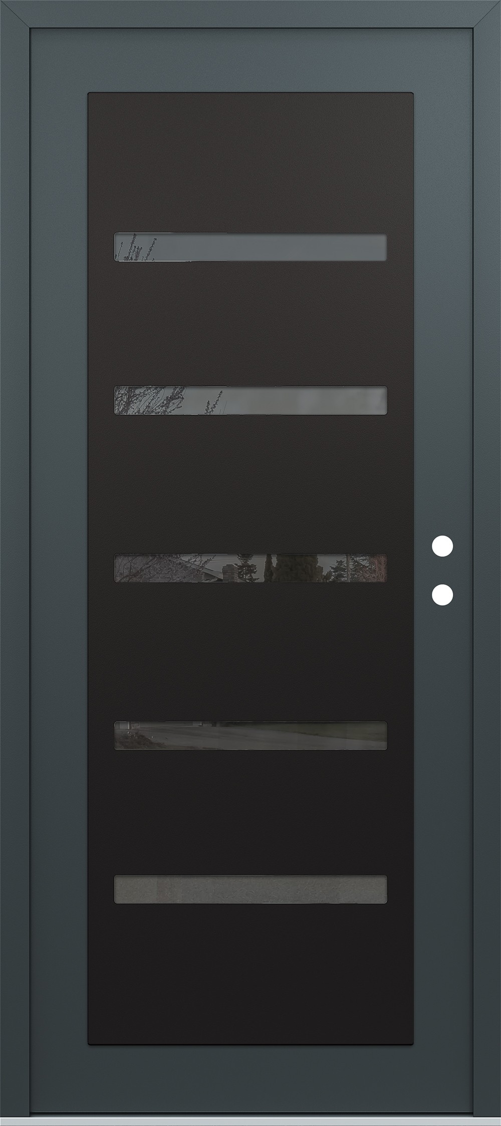 Modern Steel Front Door Diamond C7 36" x 80" anthracite/anthracite mirrored Glass Panel black LHI