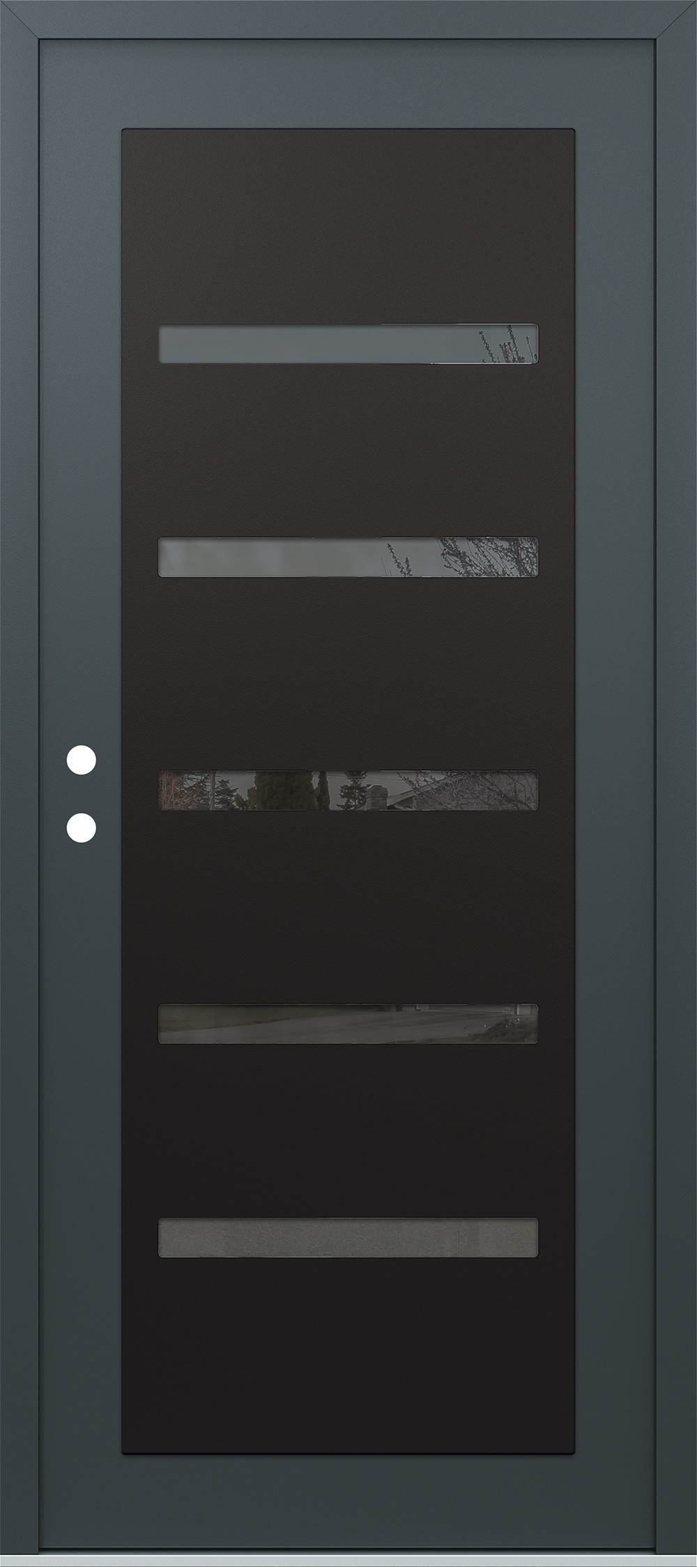 Modern Steel Front Door Diamond C7 36" x 80" anthracite/anthracite mirrored Glass Panel black RHI