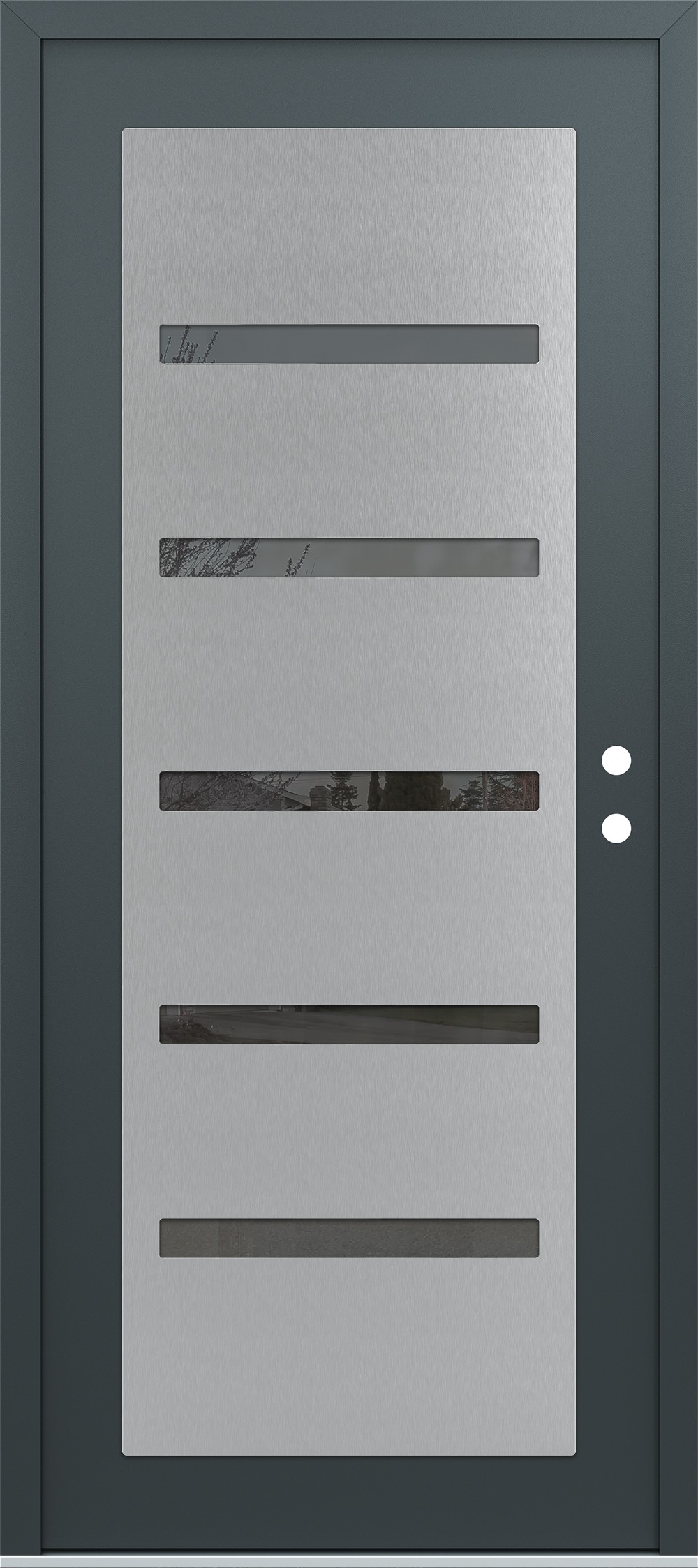 Modern Steel Front Door Diamond C7 36" x 80" anthracite/anthracite mirrored Glass Panel stainless steel LHI