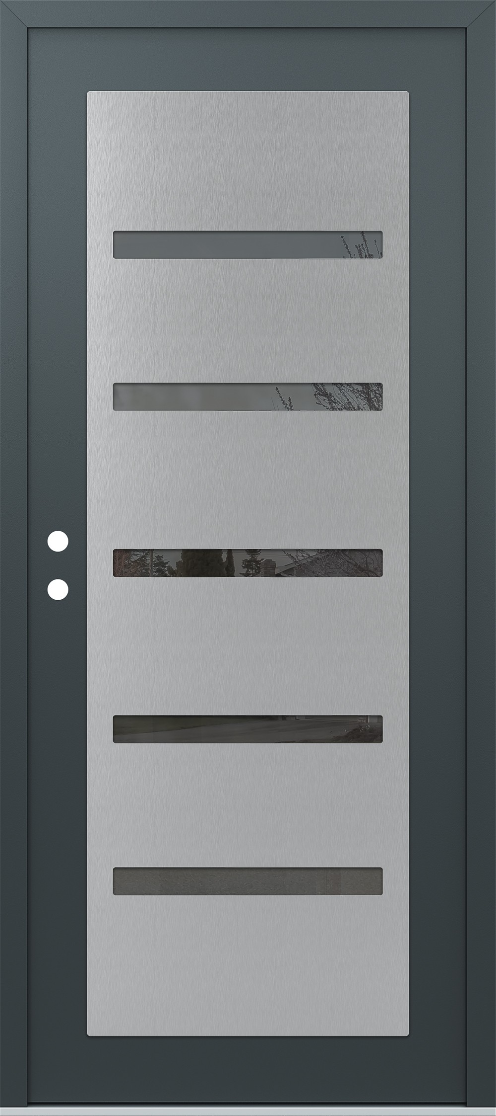 Modern Steel Front Door Diamond C7 36" x 80" anthracite/anthracite mirrored Glass Panel stainless steel RHI