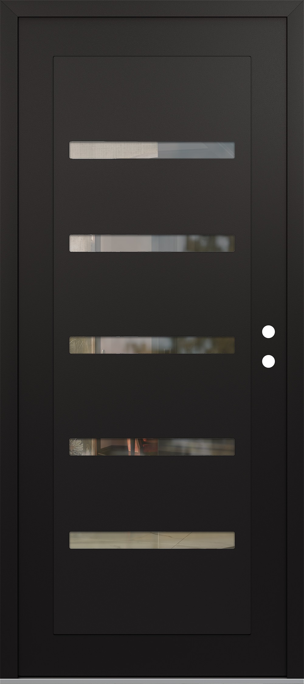 Modern Steel Front Door Diamond C7 36" x 80" black/black clear Glass Panel black LHI