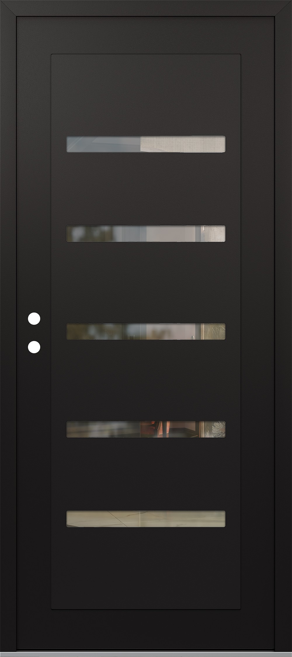 Modern Steel Front Door Diamond C7 36" x 80" black/black clear Glass Panel black RHI