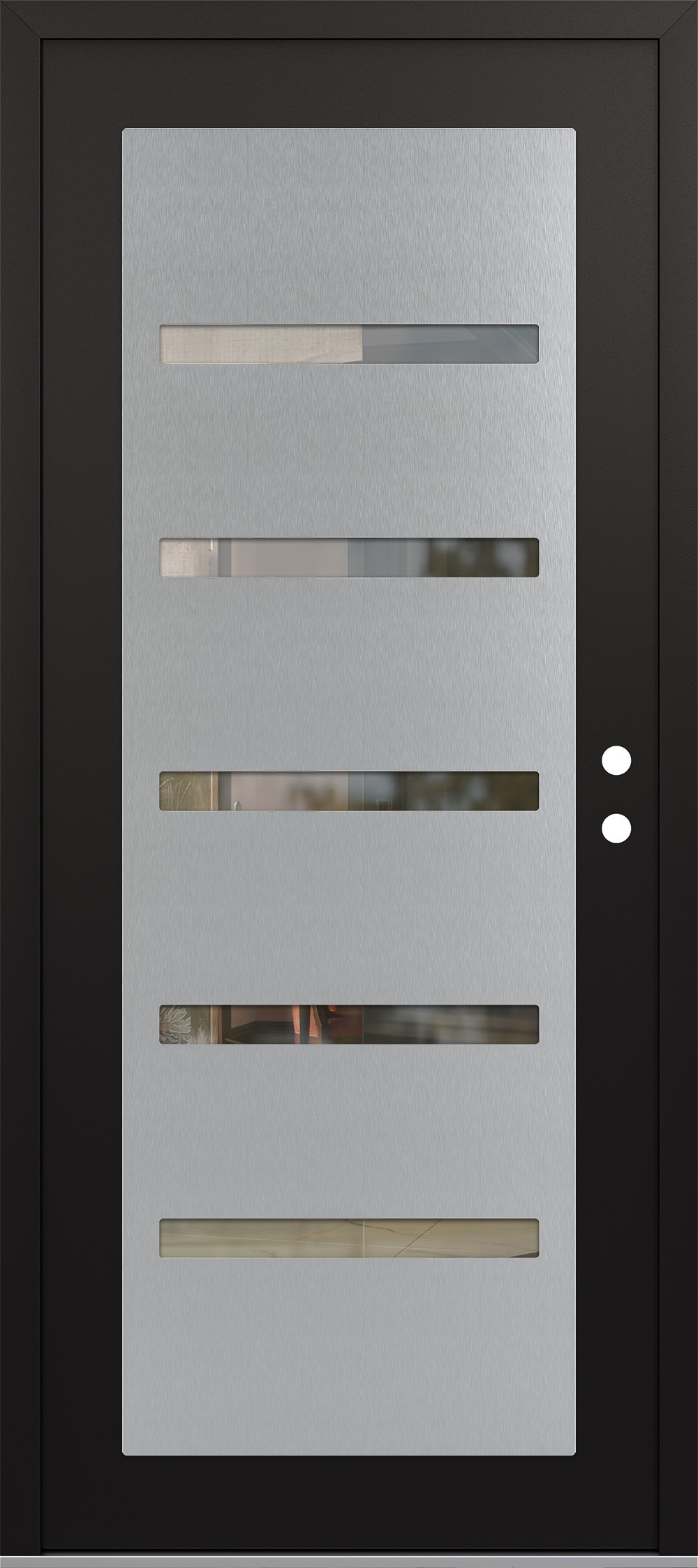 Modern Steel Front Door Diamond C7 36" x 80" black/black clear Glass Panel stainless steel LHI
