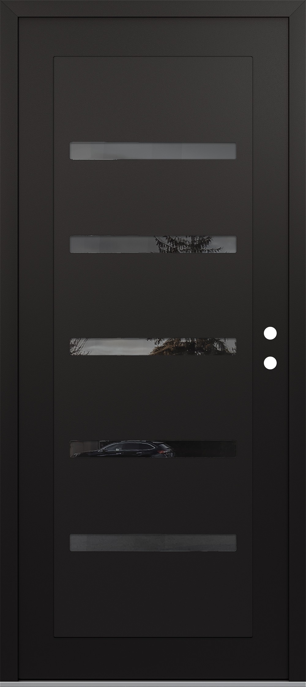 Modern Steel Front Door Diamond C7 36" x 80" black/black mirrored Glass Panel black LHI