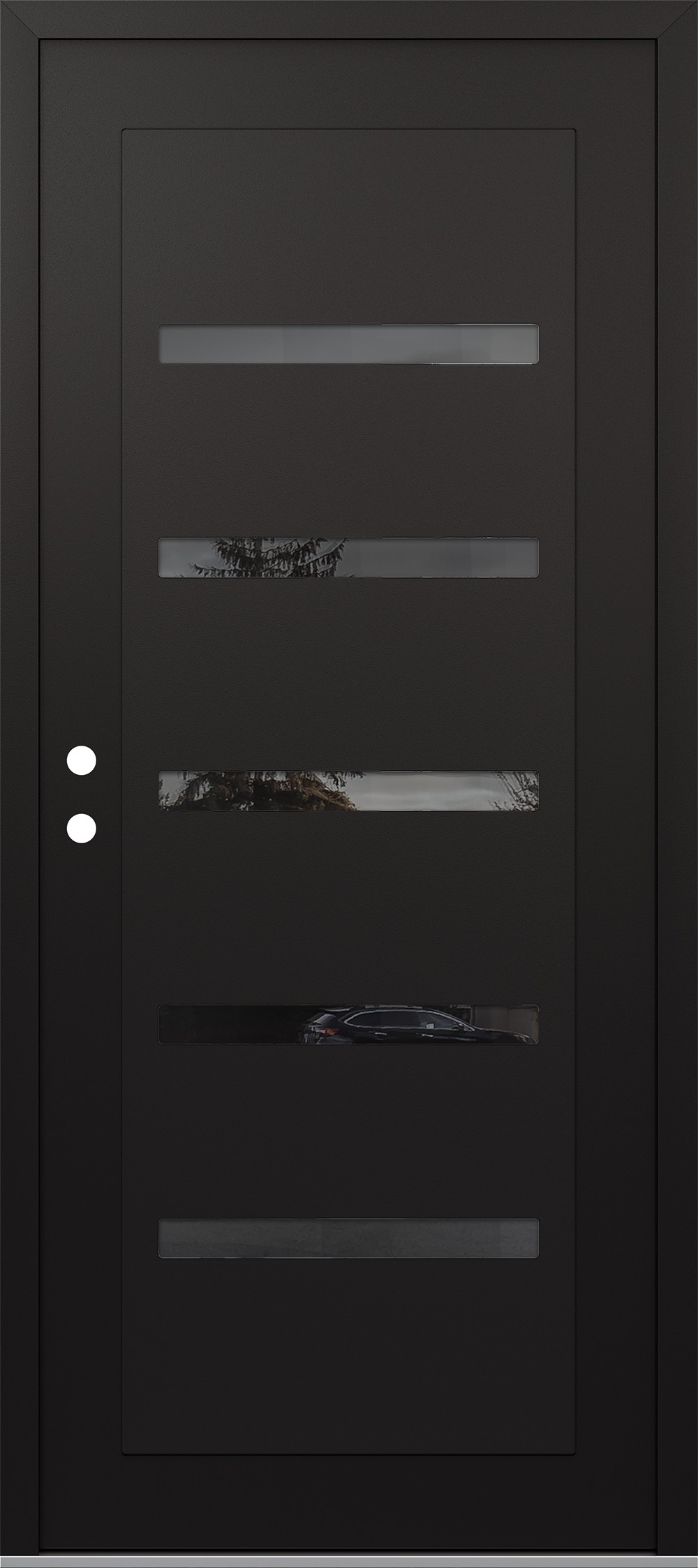 Modern Steel Front Door Diamond C7 36" x 80" black/black mirrored Glass Panel black RHI