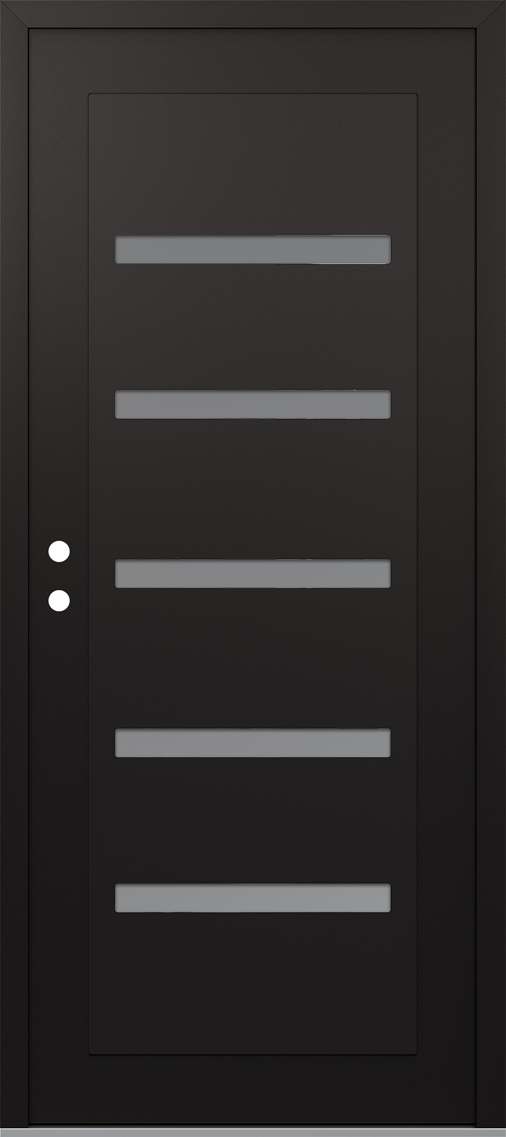 Modern Steel Front Door Diamond C7 36" x 80" black/white frosted Glass Panel black RHI