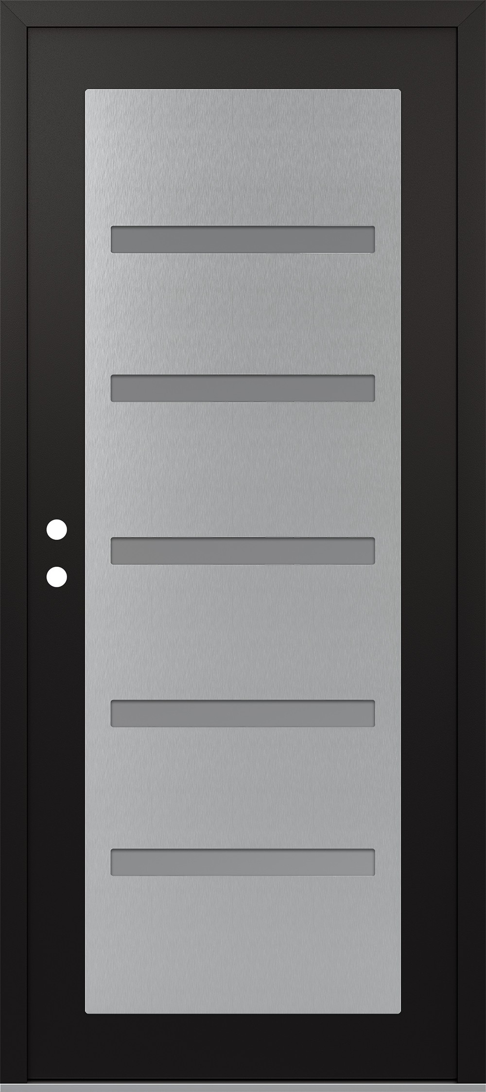 Modern Steel Front Door Diamond C7 36" x 80" black/white frosted Glass Panel stainless steel RHI