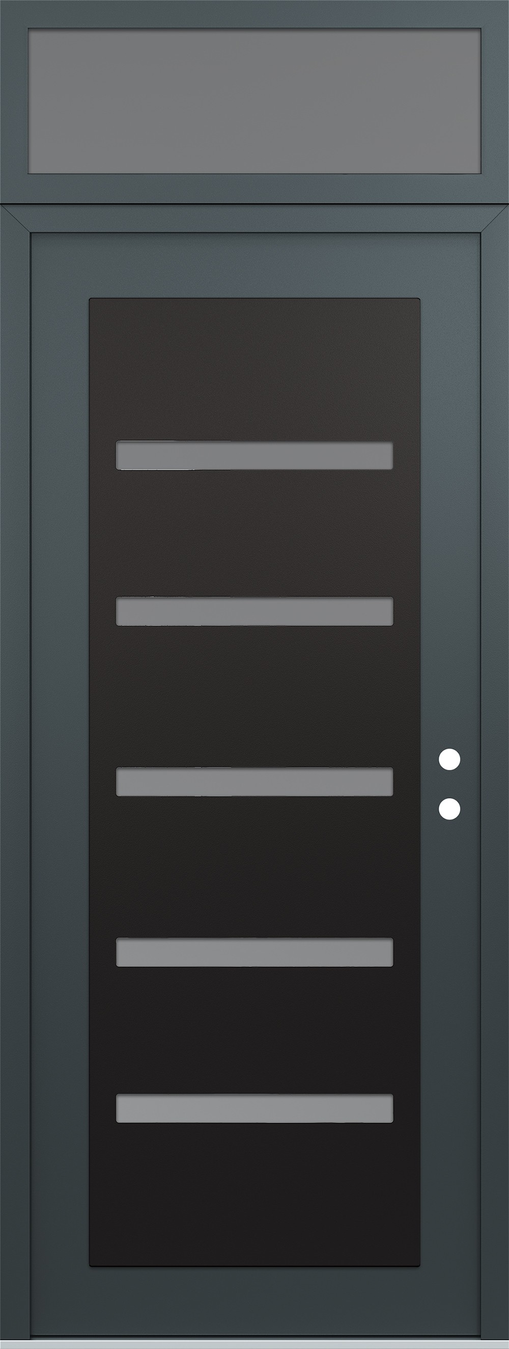 Modern Steel Front Door DIAMOND C7 36" X 96" ANTHRACITE/ANTHRACITE FROSTED GLASS PANEL BLACK LHI WITH TRANSOM FROSTED GLASS