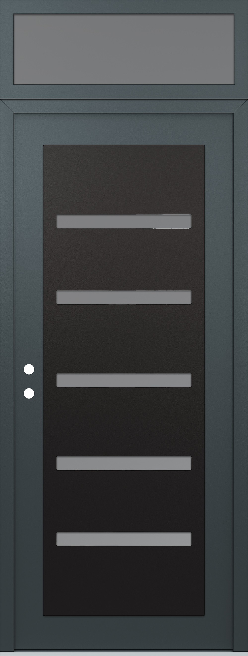 Modern Steel Front Door DIAMOND C7 36" X 96" ANTHRACITE/ANTHRACITE FROSTED GLASS PANEL BLACK RHI WITH TRANSOM FROSTED GLASS