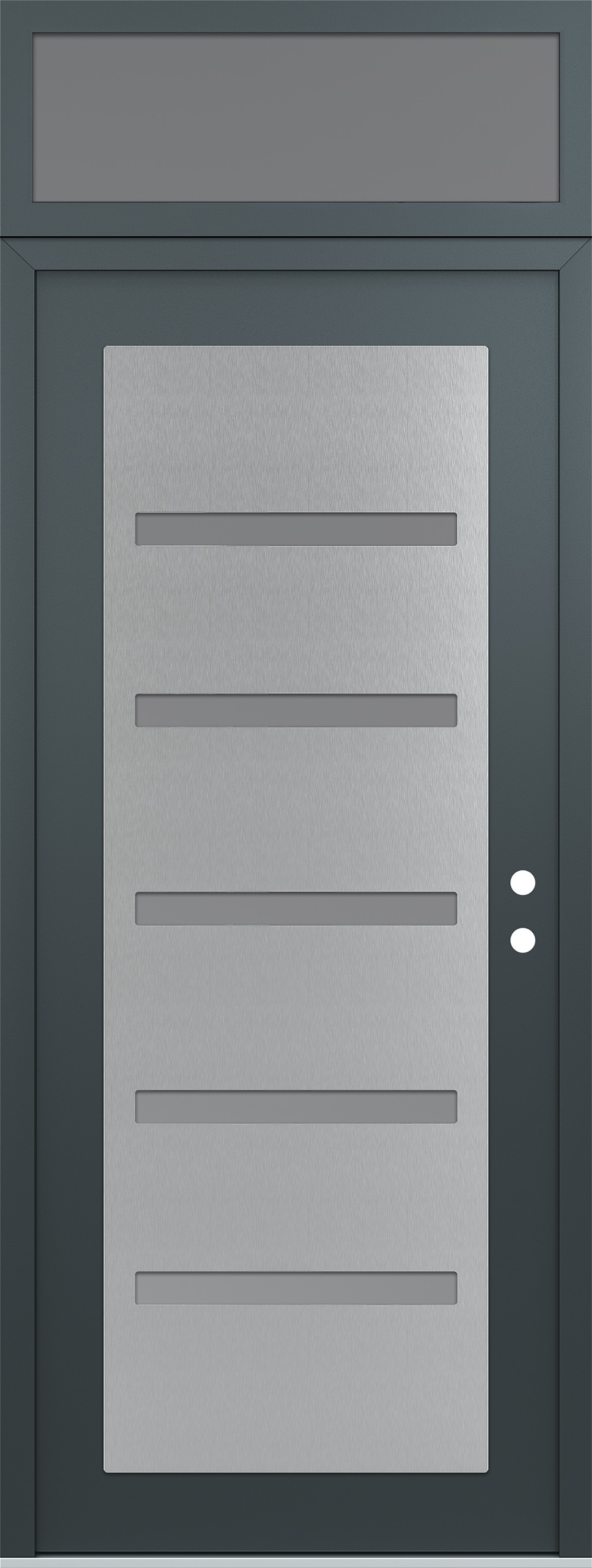 Modern Steel Front Door DIAMOND C7 36" X 96" ANTHRACITE/ANTHRACITE FROSTED GLASS PANEL STAINLESS STEEL LHI WITH TRANSOM FROSTED GLASS