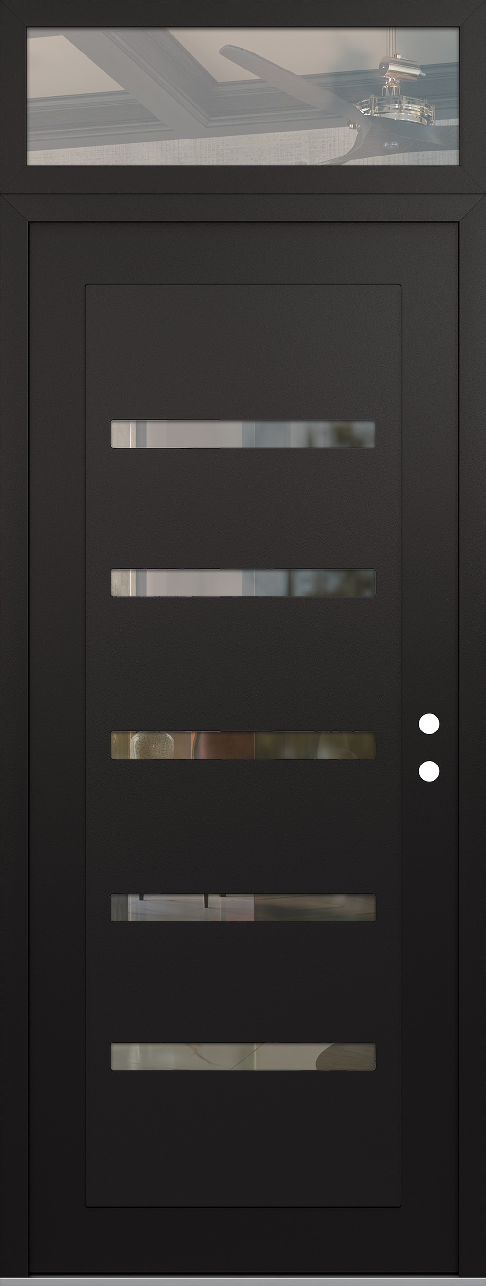 Modern Steel Front Door DIAMOND C7 36" X 96" BLACK/BLACK CLEAR GLASS PANEL BLACK LHI WITH TRANSOM CLEAR GLASS