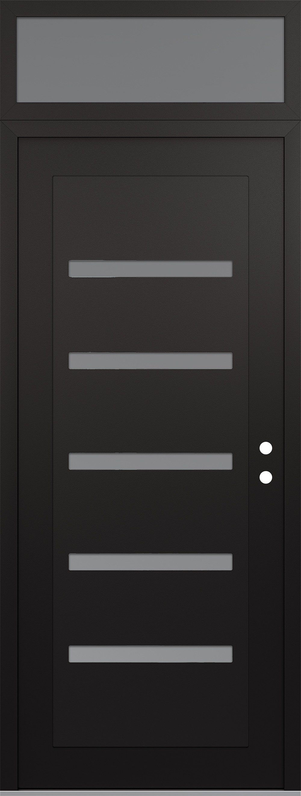 Modern Steel Front Door DIAMOND C7 36" X 96" BLACK/WHITE FROSTED GLASS PANEL BLACK LHI WITH TRANSOM FROSTED GLASS