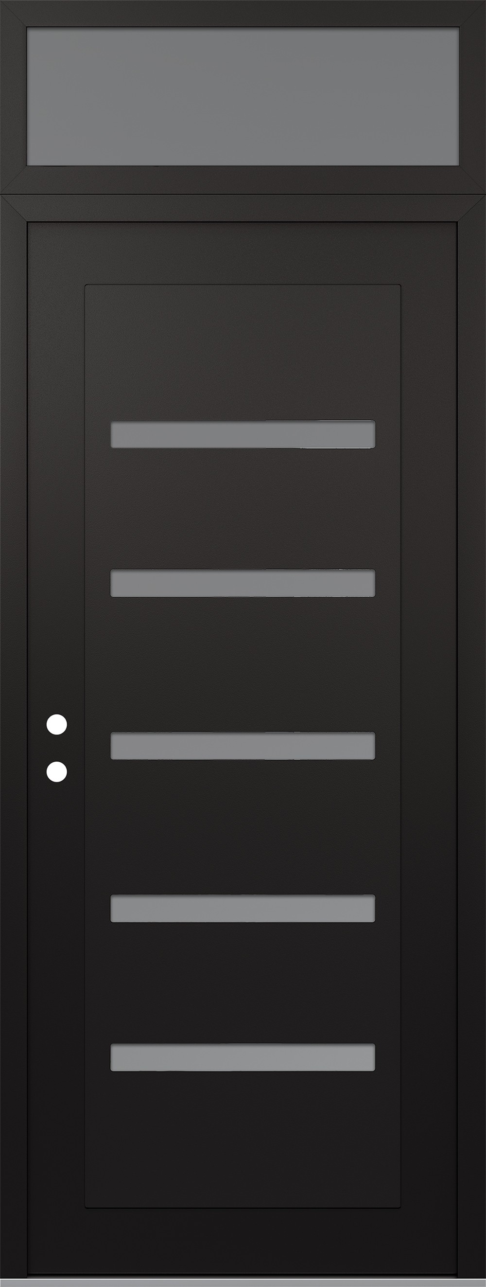 Modern Steel Front Door DIAMOND C7 36" X 96" BLACK/WHITE FROSTED GLASS PANEL BLACK RHI WITH TRANSOM FROSTED GLASS