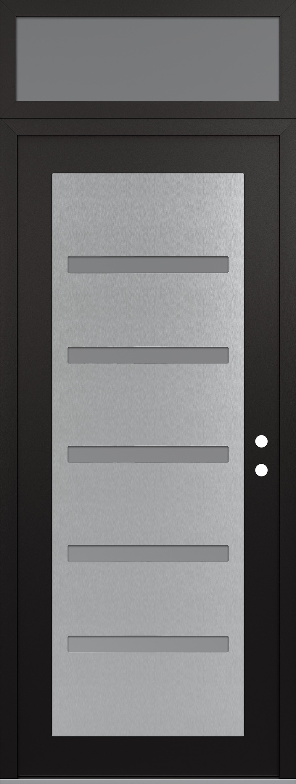 Modern Steel Front Door DIAMOND C7 36" X 96" BLACK/WHITE FROSTED GLASS PANEL STAINLESS STEEL LHI WITH TRANSOM FROSTED GLASS