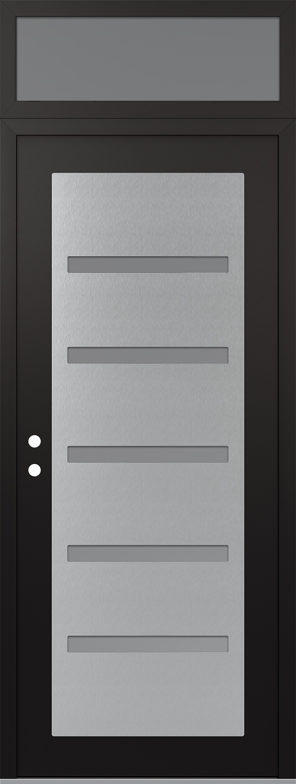 Modern Steel Front Door DIAMOND C7 36" X 96" BLACK/WHITE FROSTED GLASS PANEL STAINLESS STEEL RHI WITH TRANSOM FROSTED GLASS