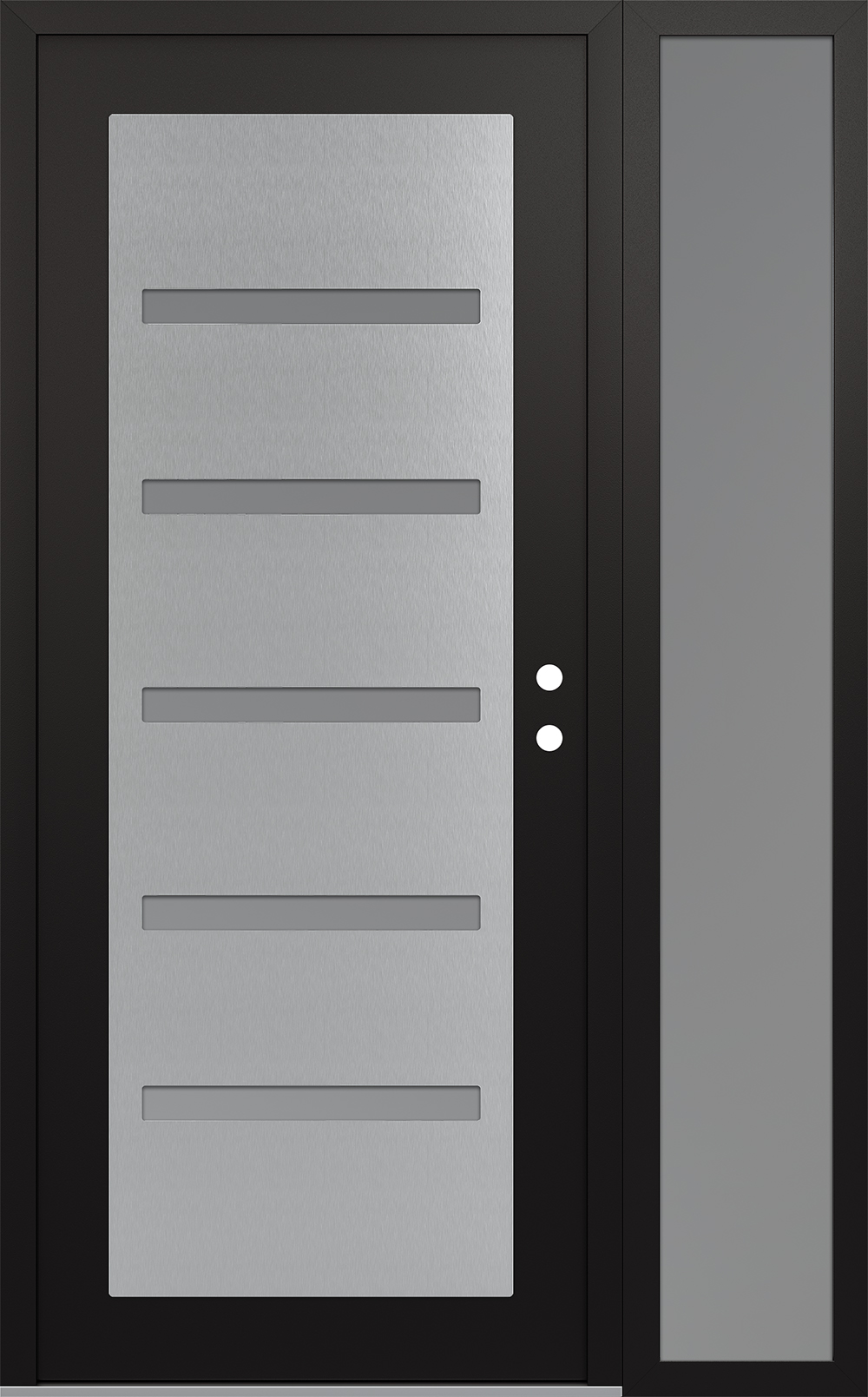 Modern Steel Front Door Diamond C7 50" x 80" black/white frosted Glass Panel stainless steel LHI with Sidelite frosted Glass