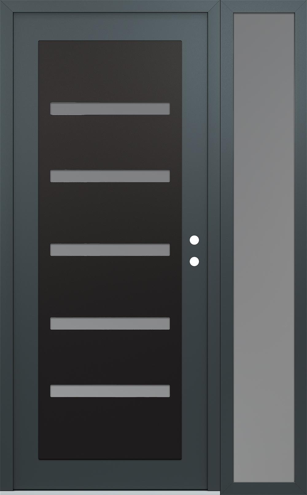 Modern Steel Front Door Diamond C7 52" x 80" anthracite/anthracite frosted Glass Panel black LHI with Sidelite frosted Glass