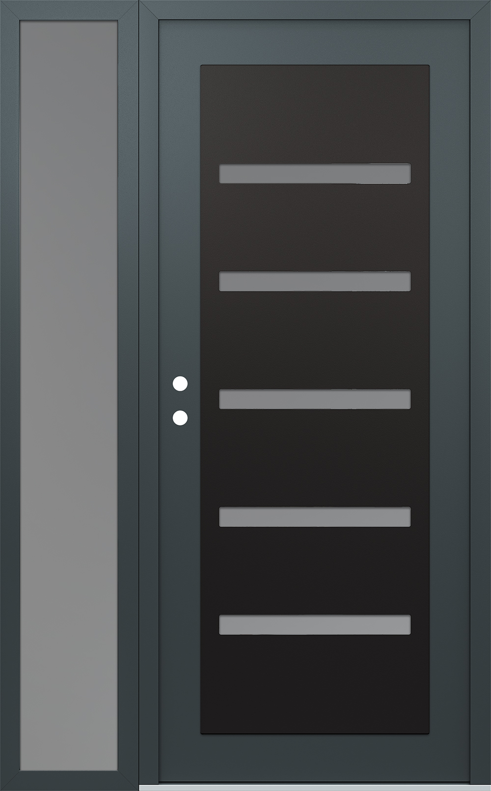 Modern Steel Front Door Diamond C7 52" x 80" anthracite/anthracite frosted Glass Panel black RHI with Sidelite frosted Glass