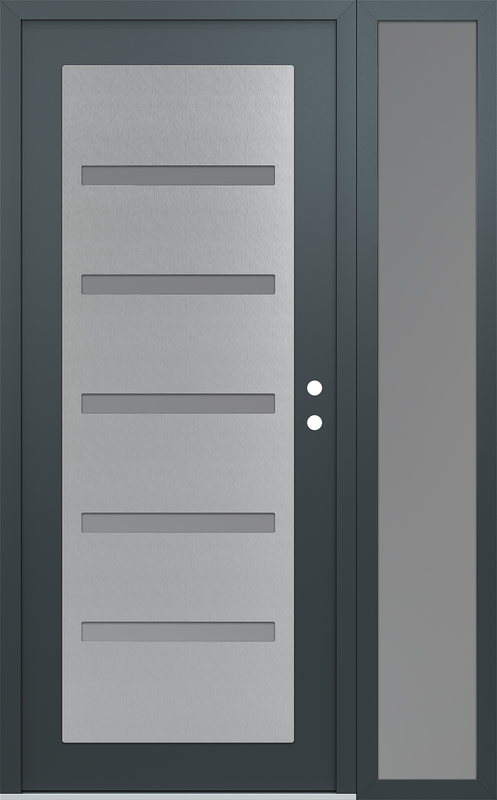 Modern Steel Front Door Diamond C7 52" x 80" anthracite/anthracite frosted Glass Panel stainless steel LHI with Sidelite frosted Glass