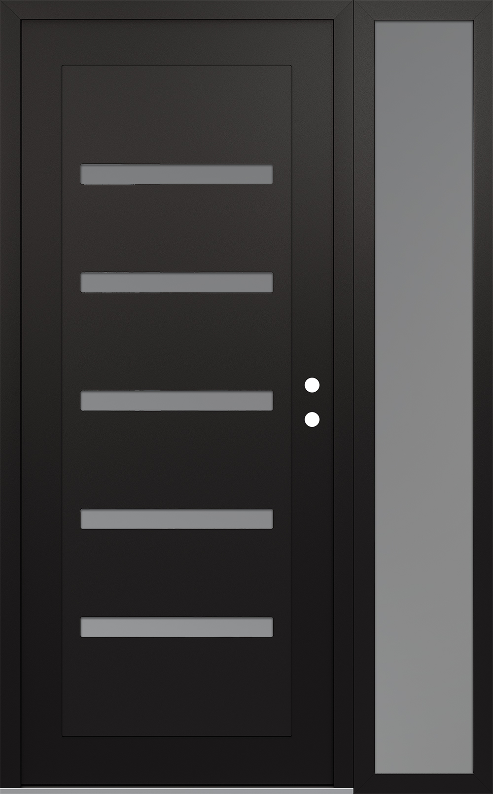 Modern Steel Front Door Diamond C7 52" x 80" black/white frosted Glass Panel black LHI with Sidelite frosted Glass