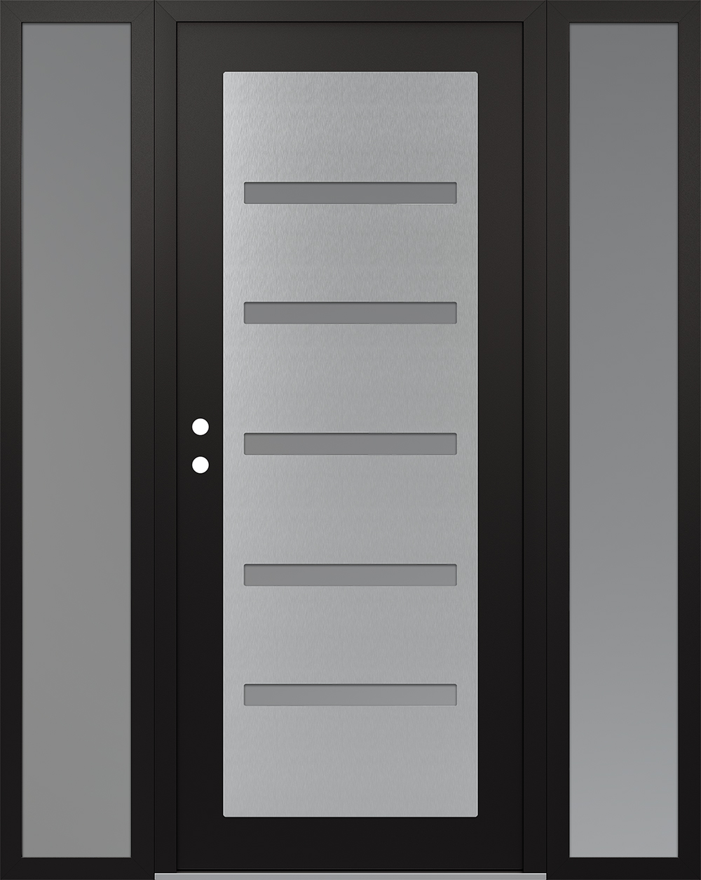 Modern Steel Front Door Diamond C7 60" x 80" black/white frosted Glass Panel stainless steel RHI with 2 Sidelites frosted Glass