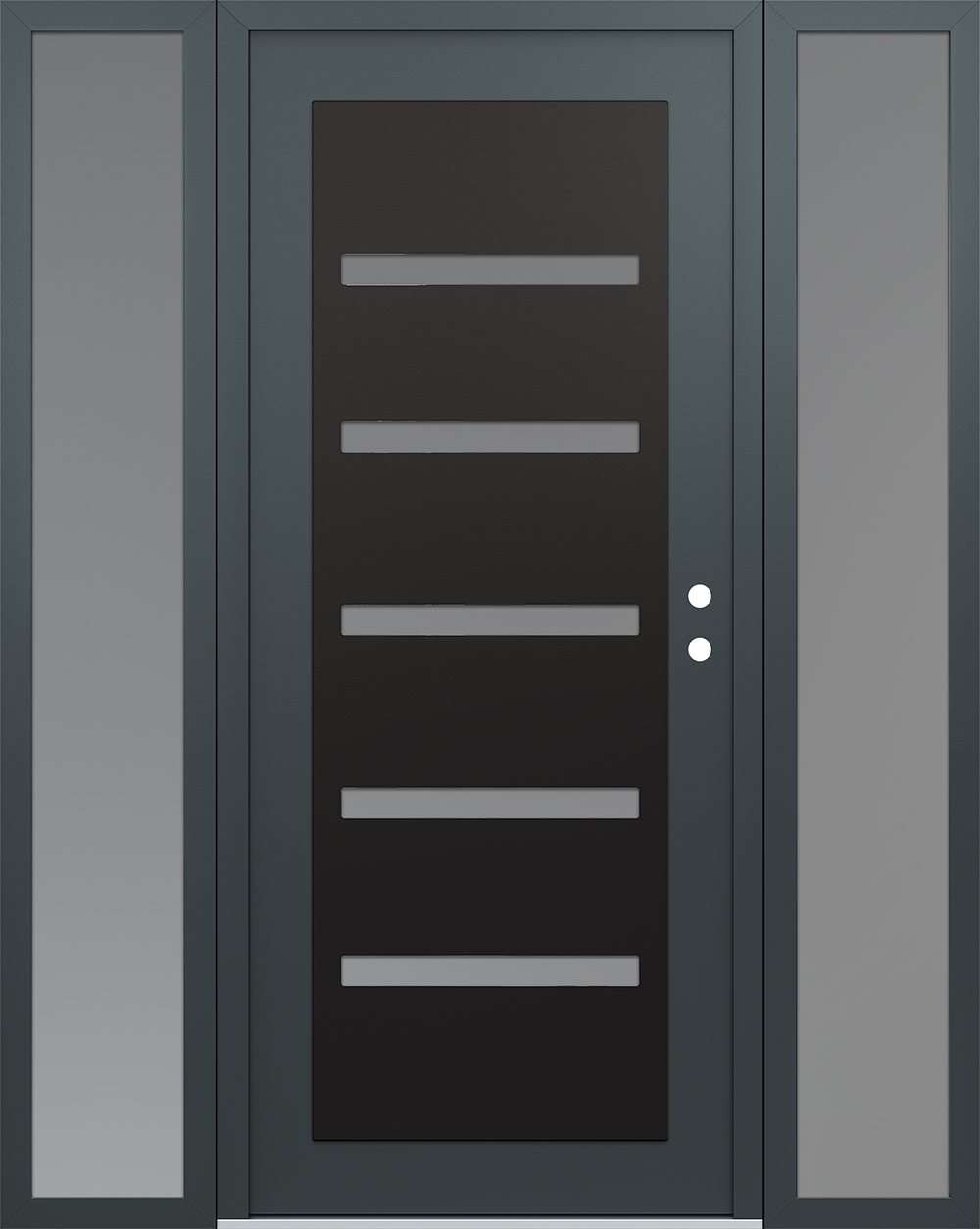 Modern Steel Front Door Diamond C7 64" x 80" anthracite/anthracite frosted Glass Panel black LHI with 2 Sidelites frosted Glass