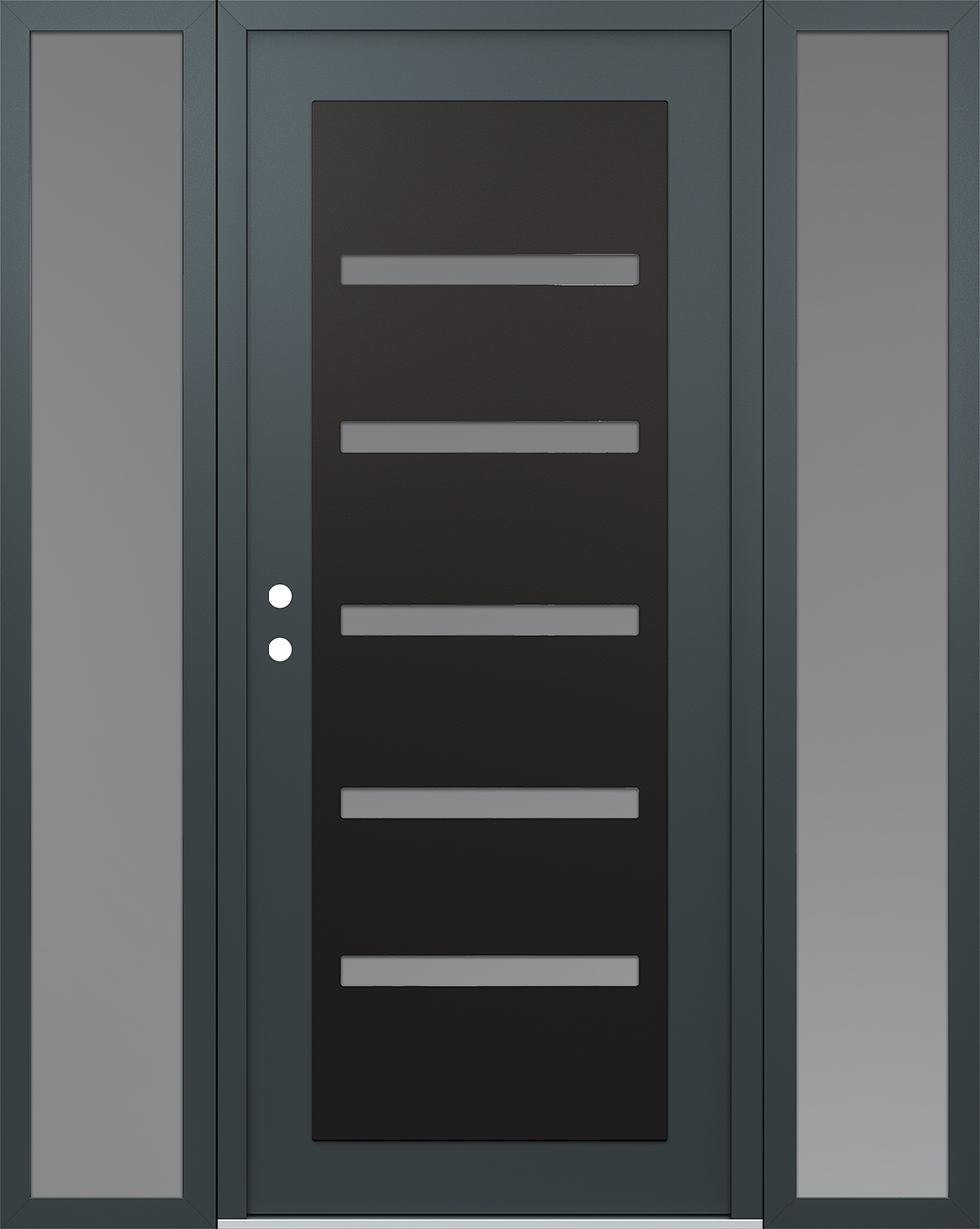 Modern Steel Front Door Diamond C7 64" x 80" anthracite/anthracite frosted Glass Panel black RHI with 2 Sidelites frosted Glass