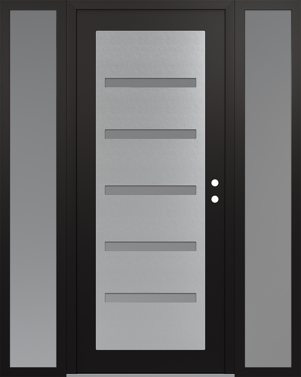Modern Steel Front Door Diamond C7 68" x 80" black/white frosted Glass Panel stainless steel LHI with 2 Sidelites frosted Glass