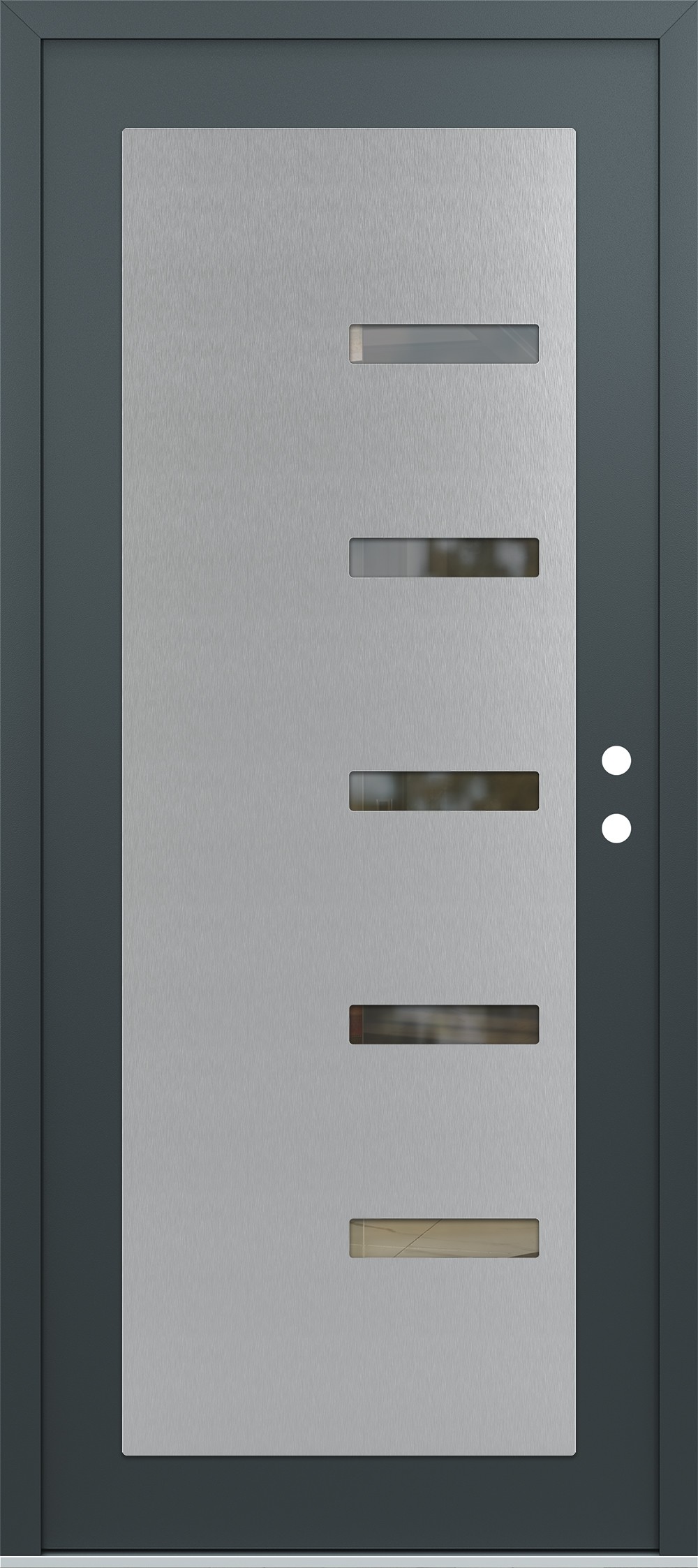 Modern Steel Front Door Diamond C8 36" x 80" anthracite/anthracite clear Glass Panel stainless steel LHI
