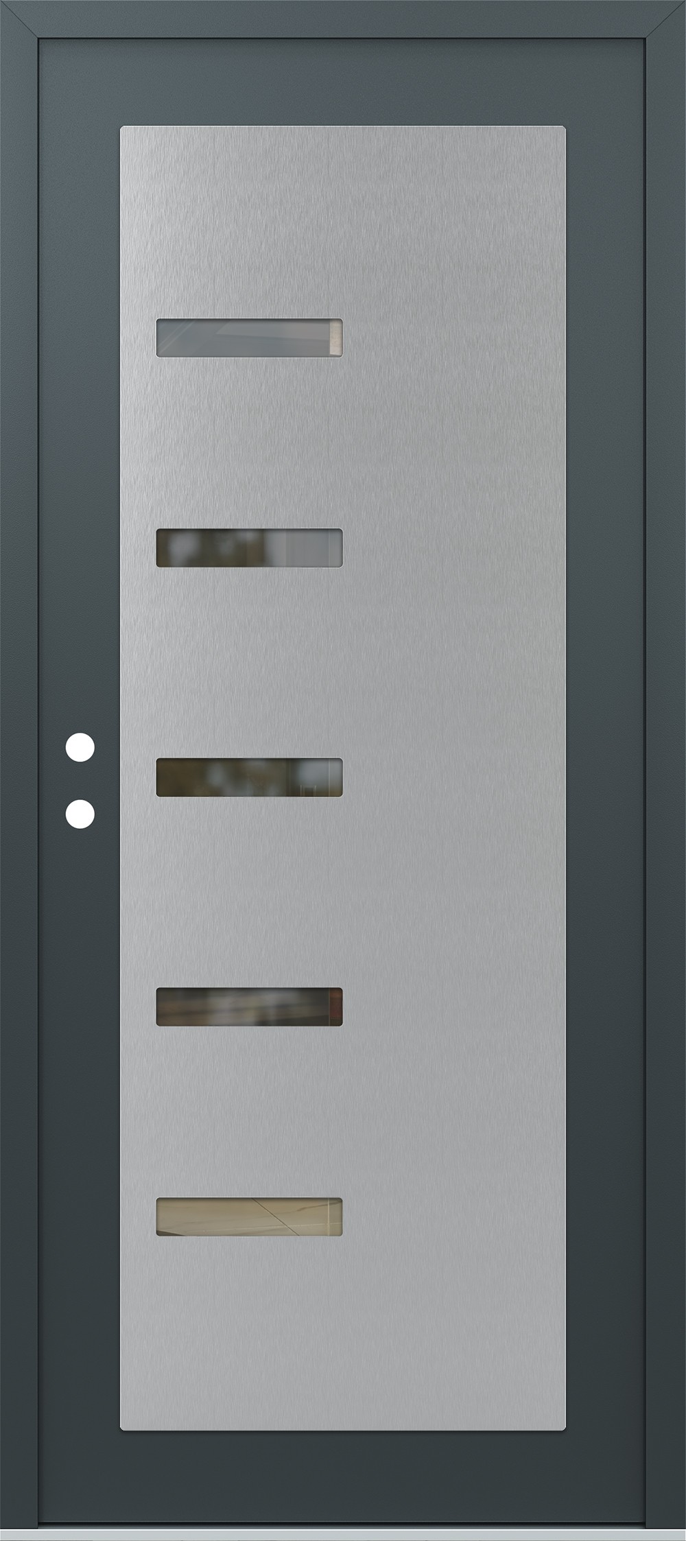 Modern Steel Front Door Diamond C8 36" x 80" anthracite/anthracite clear Glass Panel stainless steel RHI