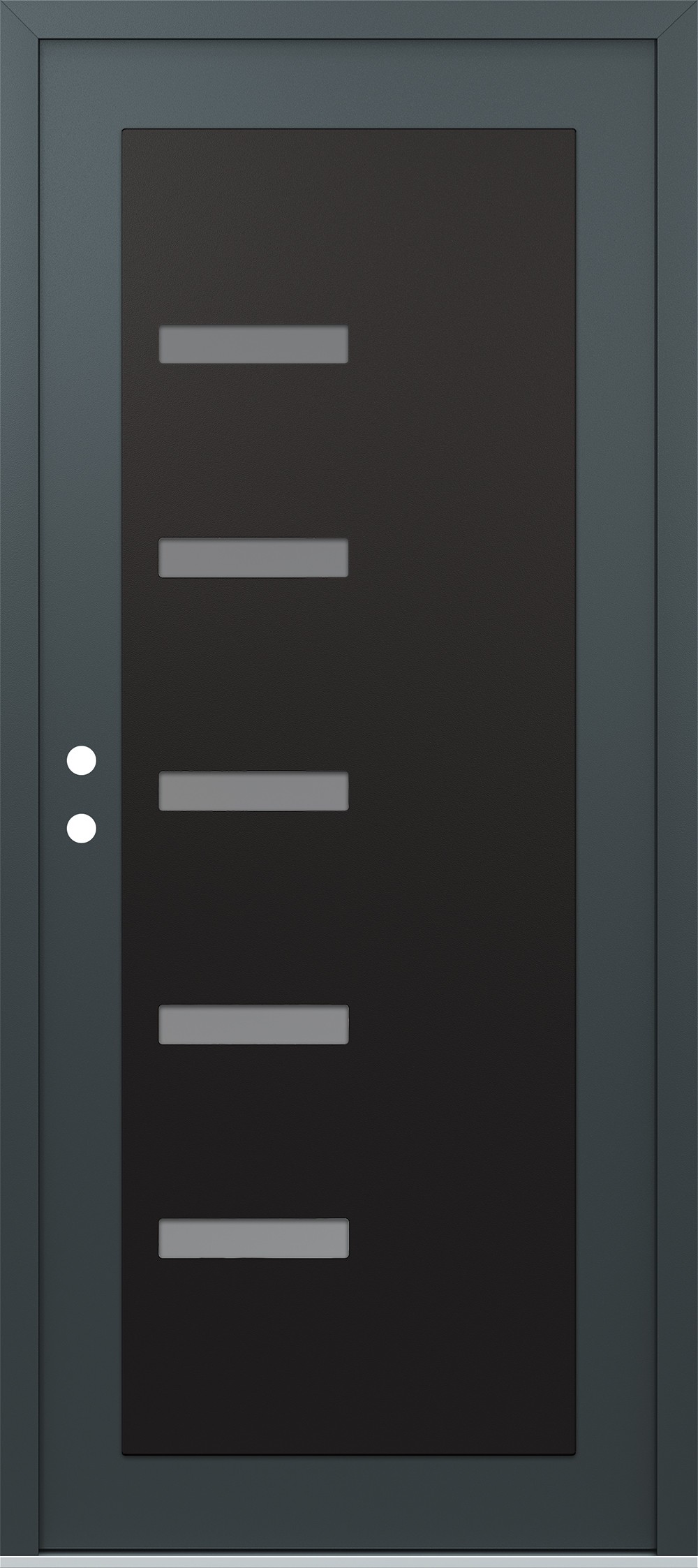 Modern Steel Front Door Diamond C8 36" x 80" anthracite/anthracite frosted Glass Panel black RHI