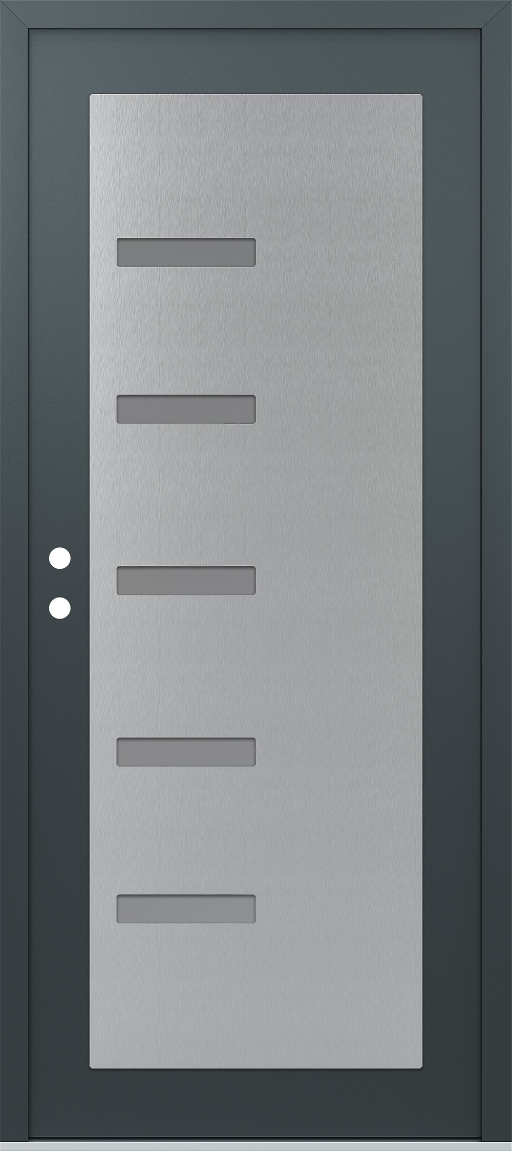 Modern Steel Front Door Diamond C8 36" x 80" anthracite/anthracite frosted Glass Panel stainless steel RHI