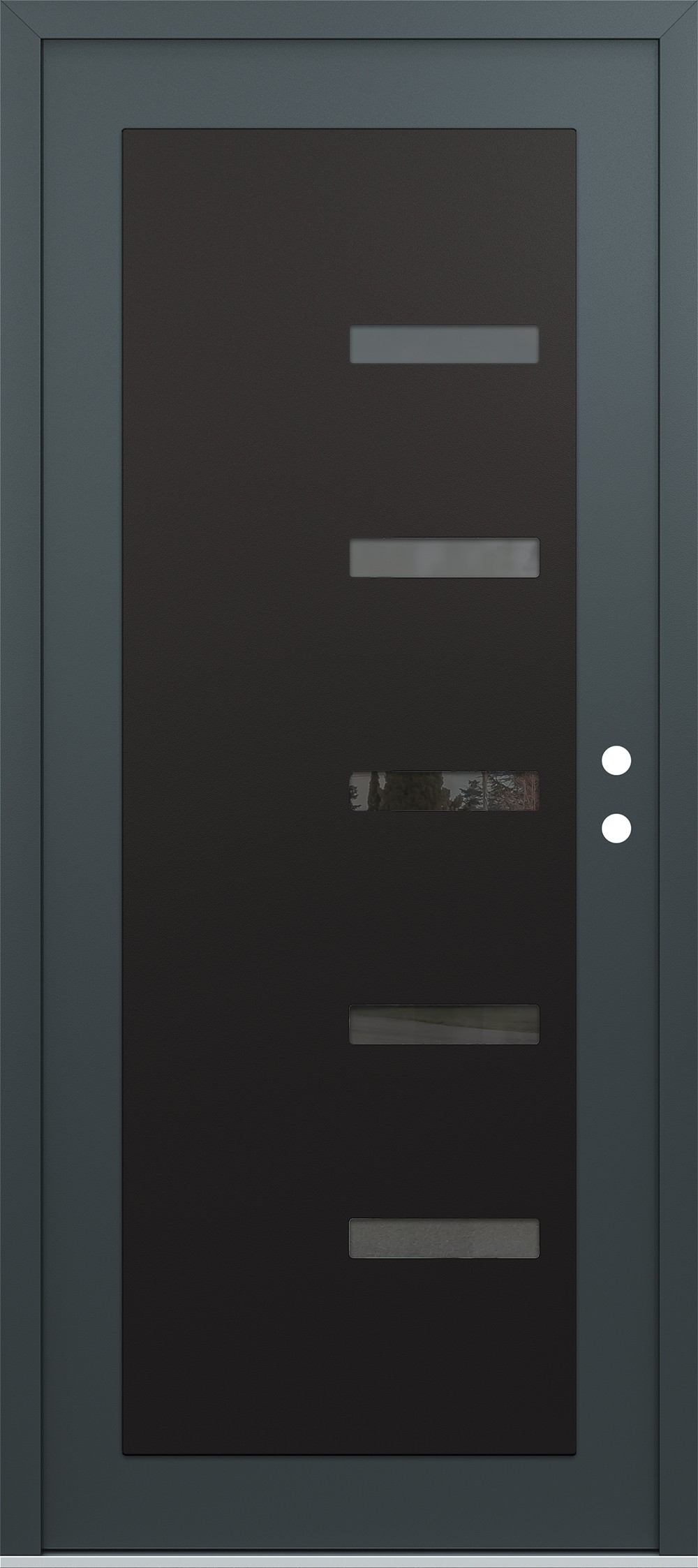 Modern Steel Front Door Diamond C8 36" x 80" anthracite/anthracite mirrored Glass Panel black LHI