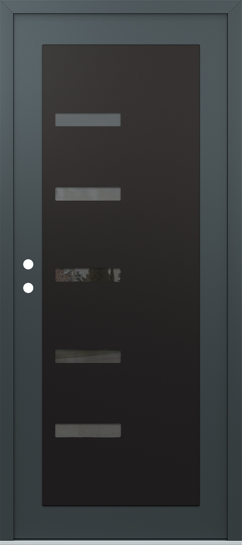 Modern Steel Front Door Diamond C8 36" x 80" anthracite/anthracite mirrored Glass Panel black RHI