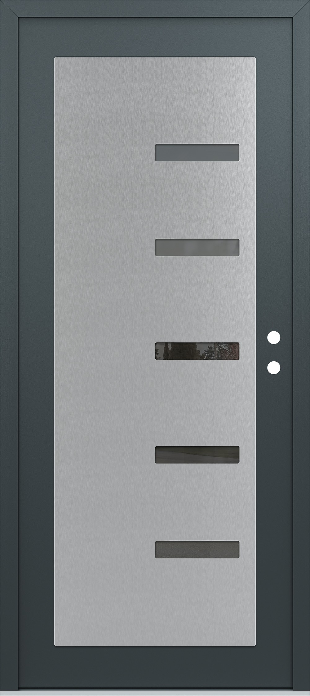 Modern Steel Front Door Diamond C8 36" x 80" anthracite/anthracite mirrored Glass Panel stainless steel LHI
