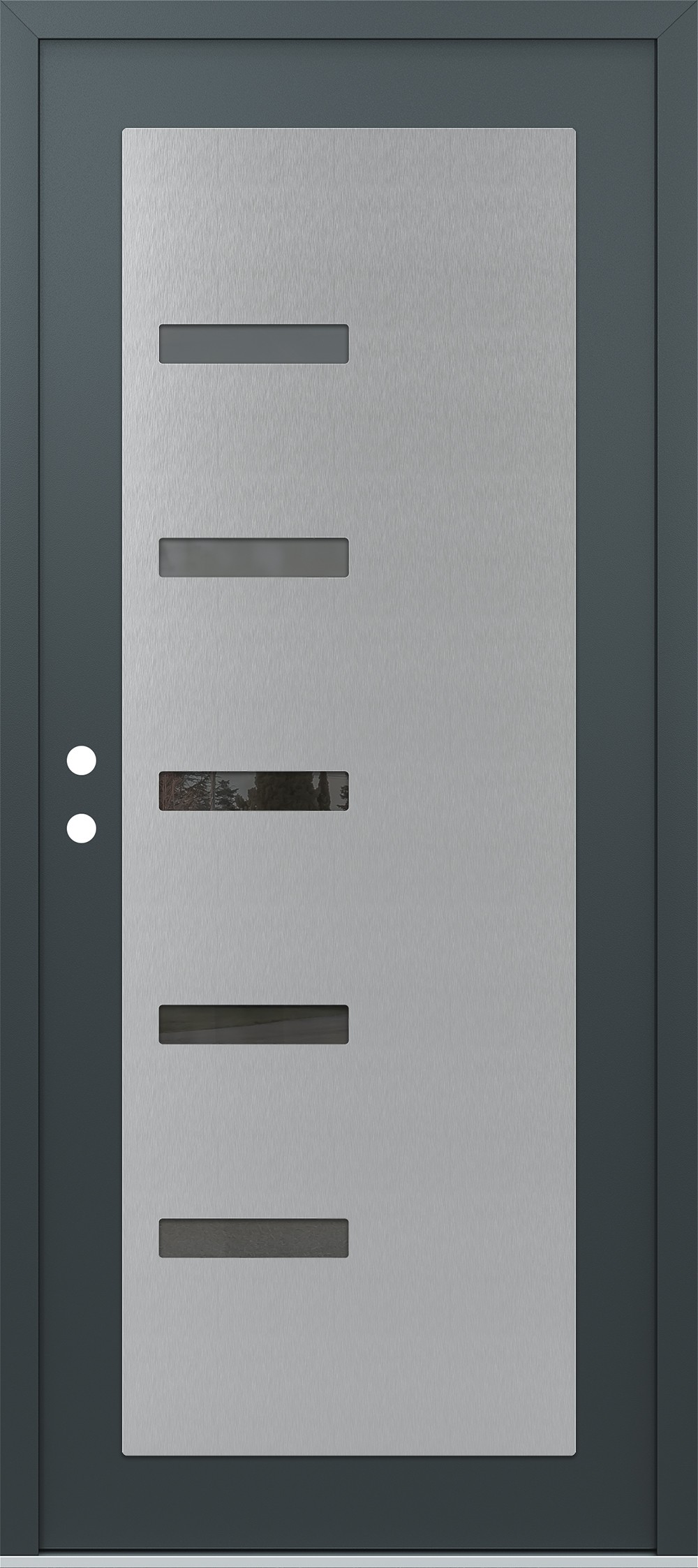 Modern Steel Front Door Diamond C8 36" x 80" anthracite/anthracite mirrored Glass Panel stainless steel RHI