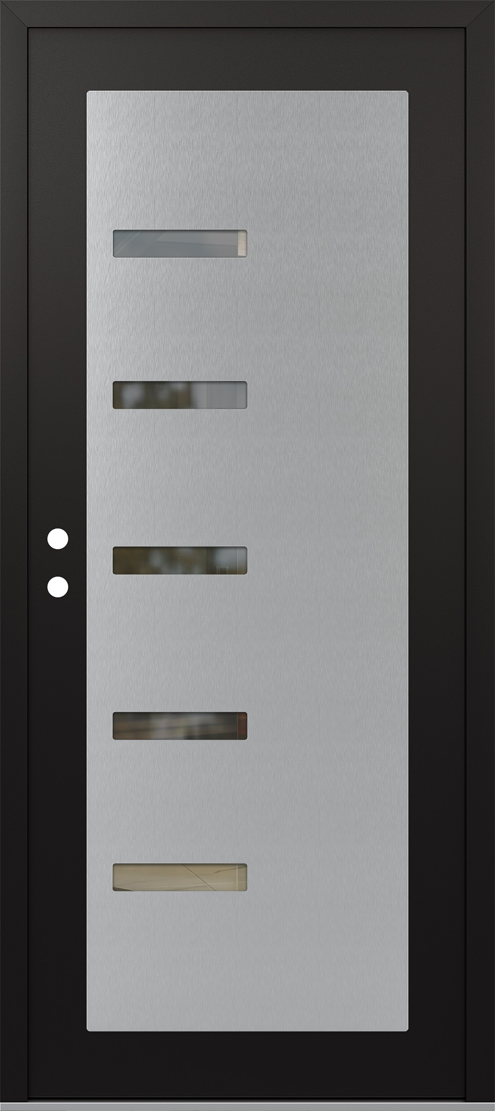 Modern Steel Front Door Diamond C8 36" x 80" black/black clear Glass Panel stainless steel RHI