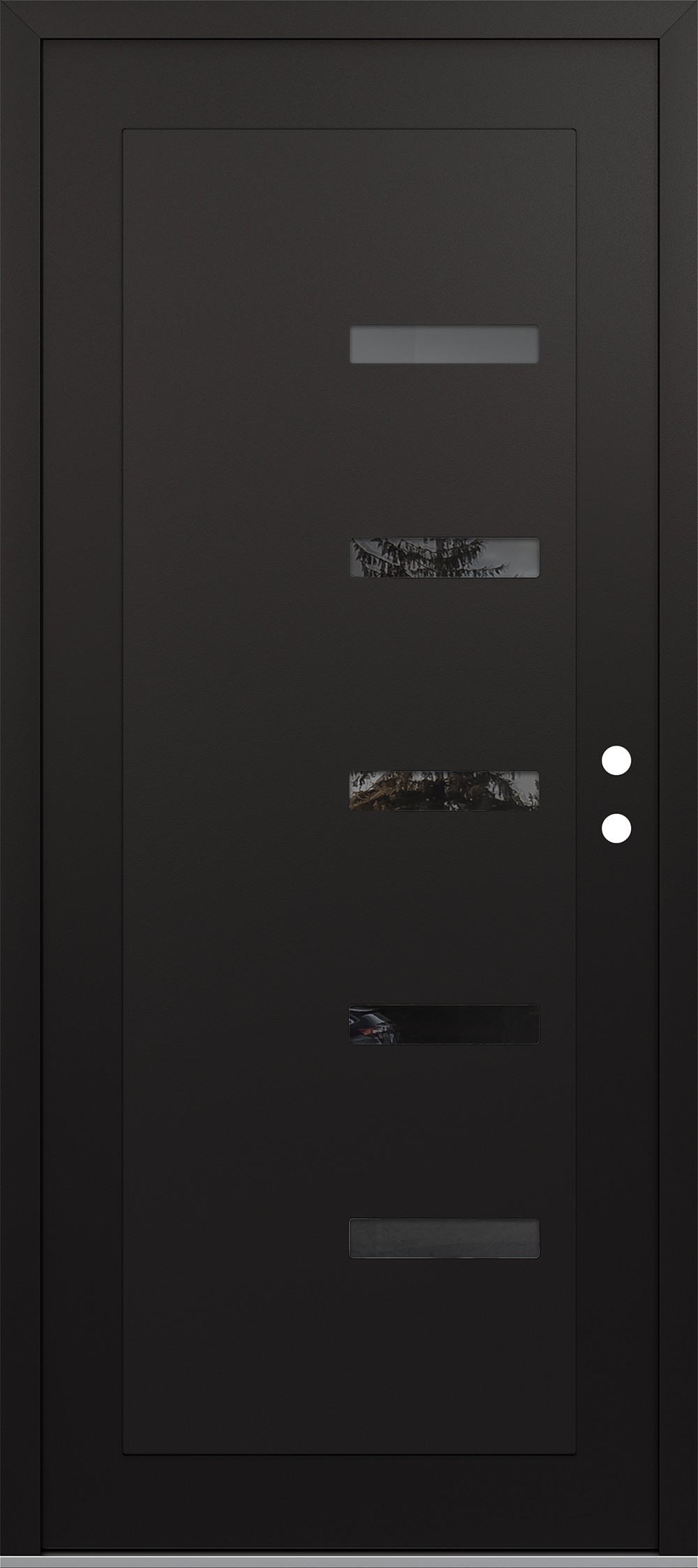 Modern Steel Front Door Diamond C8 36" x 80" black/black mirrored Glass Panel black LHI