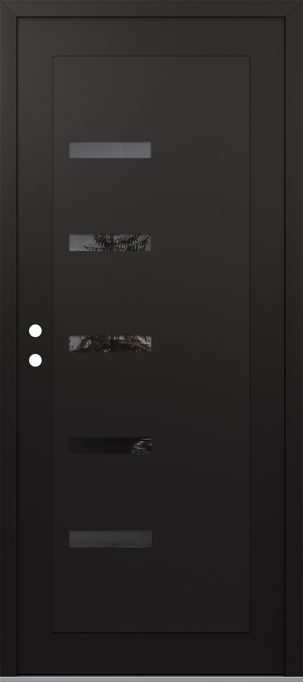 Modern Steel Front Door Diamond C8 36" x 80" black/black mirrored Glass Panel black RHI