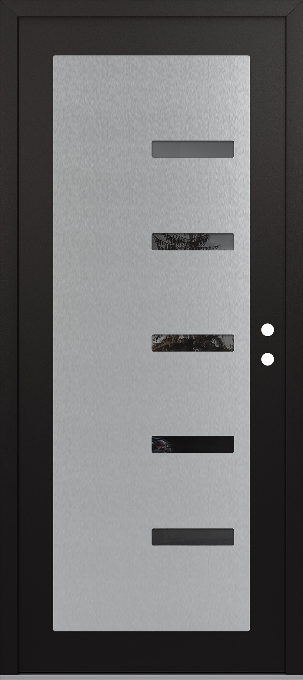 Modern Steel Front Door Diamond C8 36" x 80" black/black mirrored Glass Panel stainless steel LHI