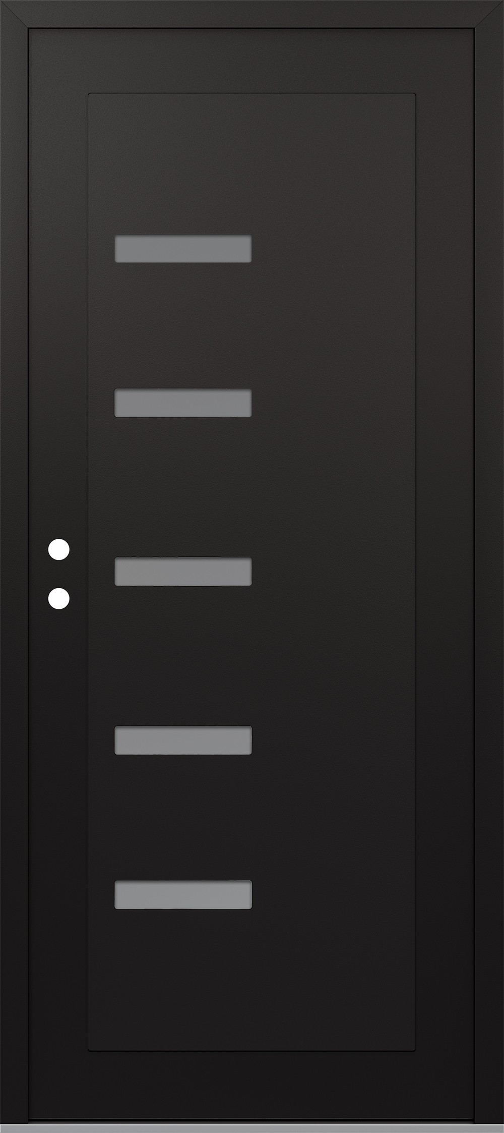 Modern Steel Front Door Diamond C8 36" x 80" black/white frosted Glass Panel black RHI