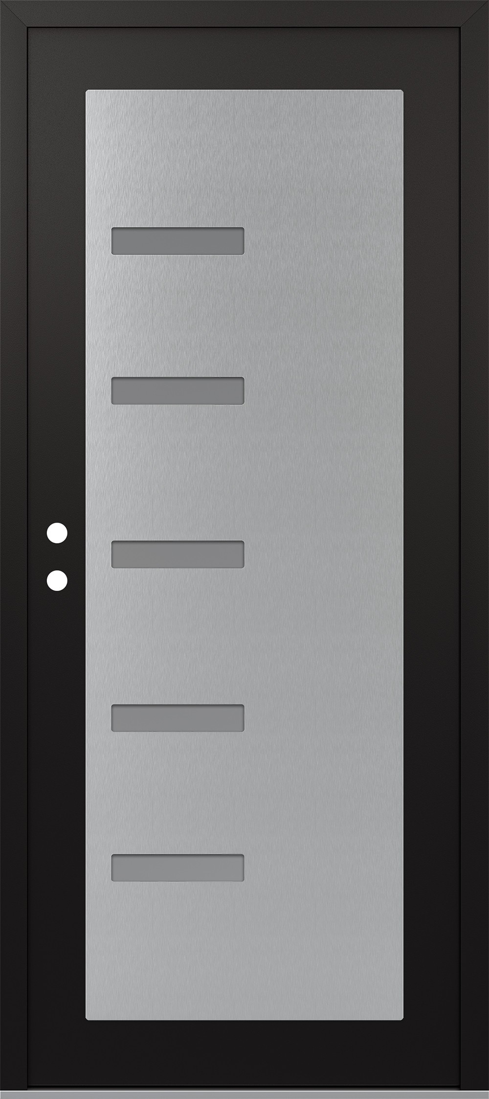 Modern Steel Front Door Diamond C8 36" x 80" black/white frosted Glass Panel stainless steel RHI