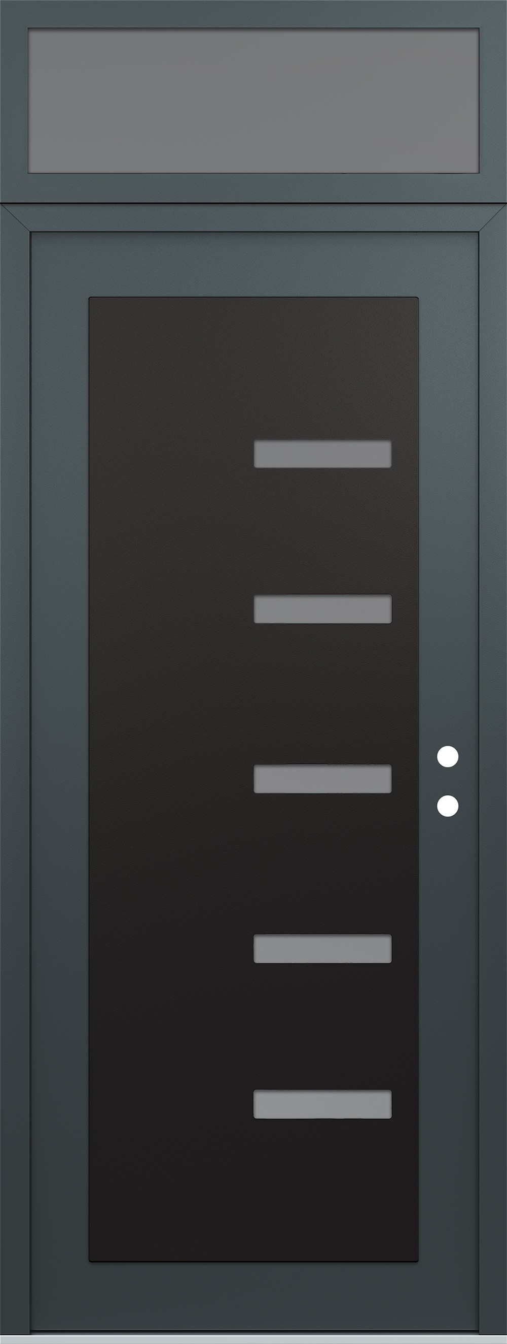 Modern Steel Front Door DIAMOND C8 36" X 96" ANTHRACITE/ANTHRACITE FROSTED GLASS PANEL BLACK LHI WITH TRANSOM FROSTED GLASS