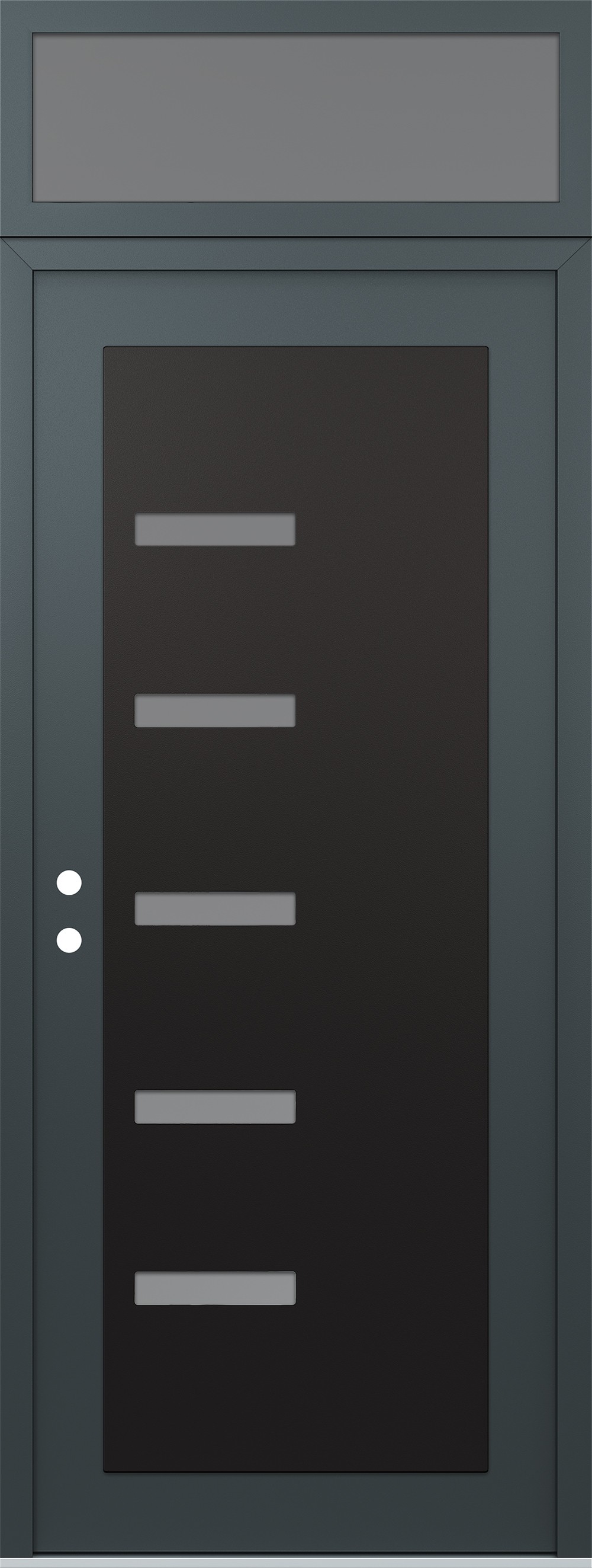 Modern Steel Front Door DIAMOND C8 36" X 96" ANTHRACITE/ANTHRACITE FROSTED GLASS PANEL BLACK RHI WITH TRANSOM FROSTED GLASS